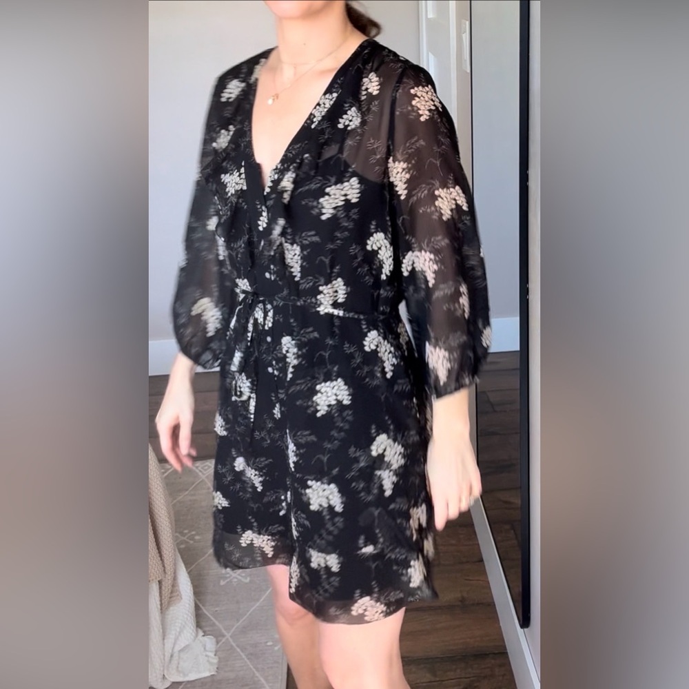 100% silk sheer ruffled knee length skirt 6